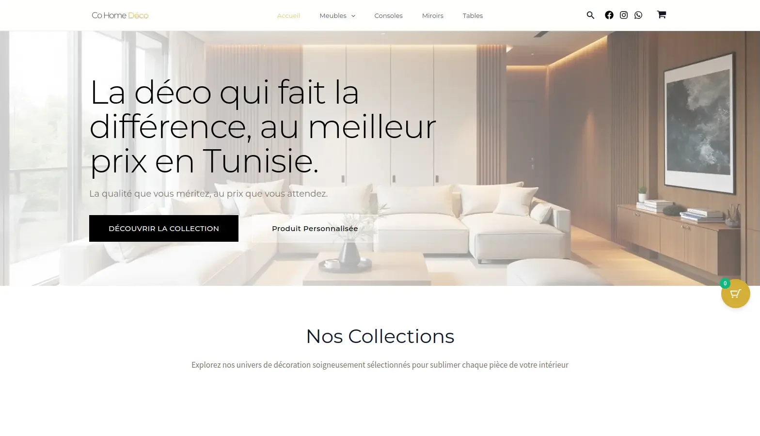 Boutique e-commerce de décoration créée par une agence web en Tunisie