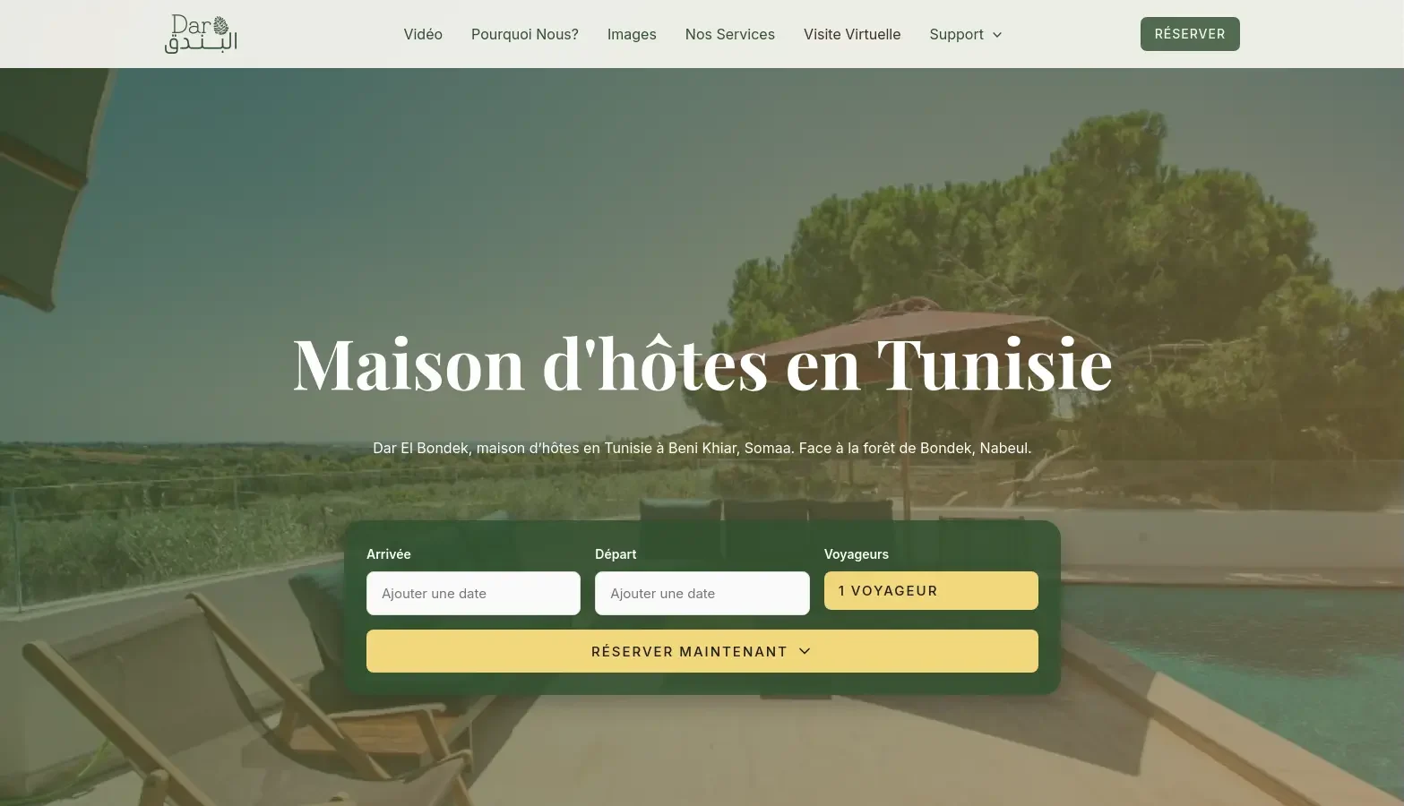 Maison d'hôtes Dar El Bondek, page de réservation